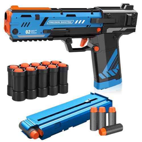 Pistola de Juguete, Juguete Pistola, Pistola de Juguete Niños con 10 Dardos de Espuma Suave, 1:1 Modelo Pistola para Niños para Divertido Juego al Aire Libre Regalo de cumpleaños