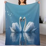 GSAEIMCT Kuscheldecke Schwäne Auf Dem Wasser Romantische Tiere Decke Tagesdecke,Weiche Flannel Decke Mit Muster Sofadecke - Baumwolldecke Wohndecke Sofaüberwurf Bettüberwurf,75X100Cm