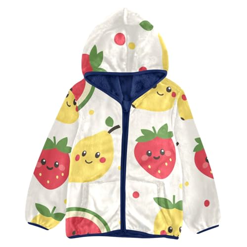 Cute Fruit Girls Fleece Jacket Girls Fall Jacket Girls Zip Up Hoodie Girls Sherpa Jacket 2-10T