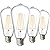 Sunco 4 Pack 60W Vintage LED Edison Bulbs Equivalent 8.5W CRI92 800 Lumens, Dimmable ST64 Filament 3000K Warm White E26 Medium Base Light Bulbs High Brightness Clear Glass Waterproof - UL