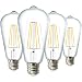 Sunco Lighting 4 Pack ST64 LED Bulb, Dusk-to-Dawn, 7W=60W, 2700K Soft White, Vintage Edison Filament Bulb, 800 LM, E26 Base, Outdoor Decorative String Light - UL, Energy Star