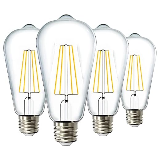 Sunco Dusk to Dawn Light Bulbs LED Edison 2700K Soft White, 7W Equivalent 60W, Vintage Styled ST64 Extra Bright Automatic Bulb, 800 LM, E26 Base, Light Sensing Outdoor UL, Energy Star 4 Pack