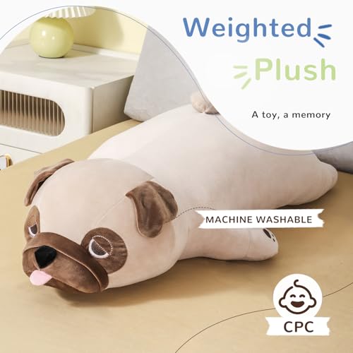 Zpiuu 001 Weighted Pug Stuffed Animals, 20 Inch 3 Lbs Big And Cute Pug Stuffed Animal, French Bulldog Weighted Plush Pillow Toys thumb #1
