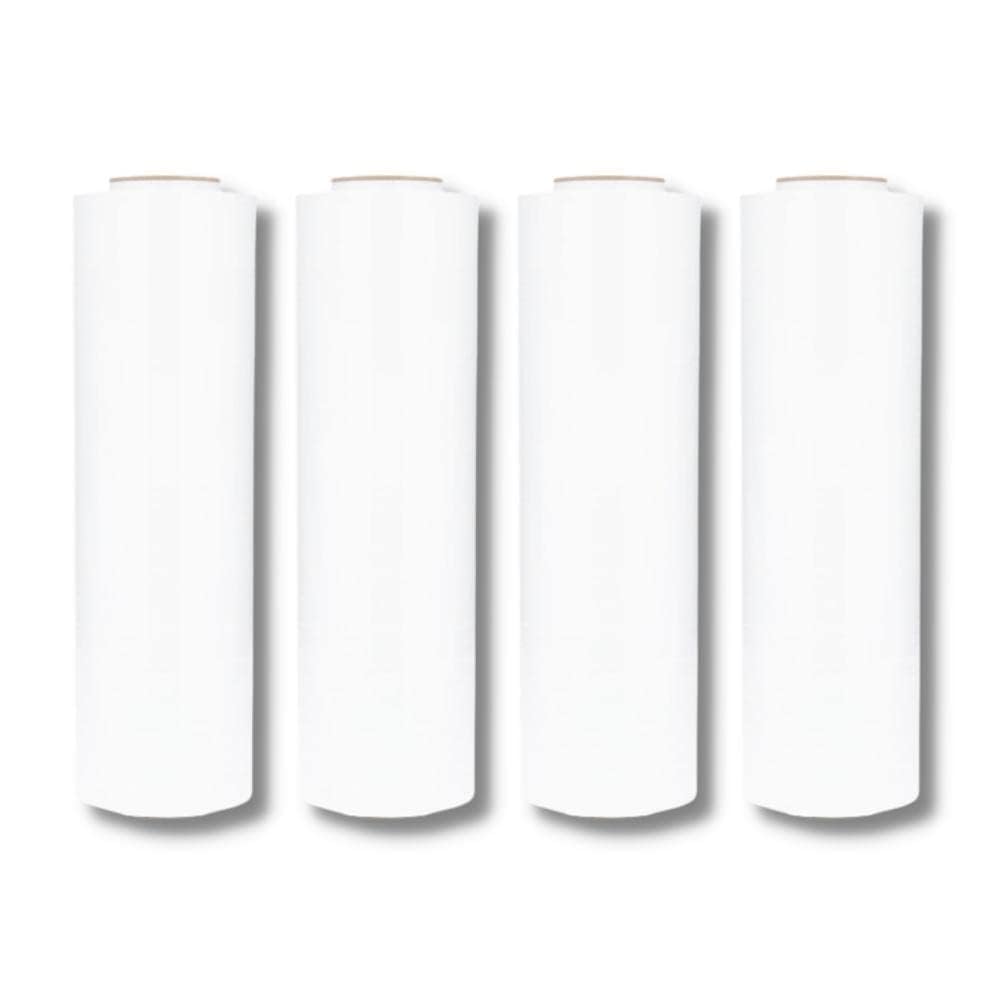 PSBM 4 Rollen 43,2 cm x 4,2 m, 34 Gauge, weiße vorgespannte Folie, industrielle Stärke, Schrumpffolie aus Kunststoff für Umzug, Verpackung, Versand, Palettenverpackung und Lagerung