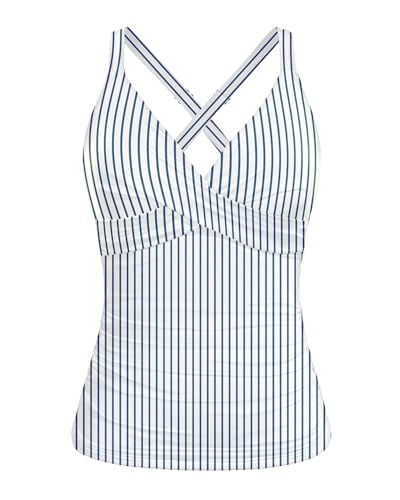 Image of Women Underwire Tankini Top Only - Twist Front V Neck Bathing Suit Swim Top Tummy Control Cross Swimsuit 2026