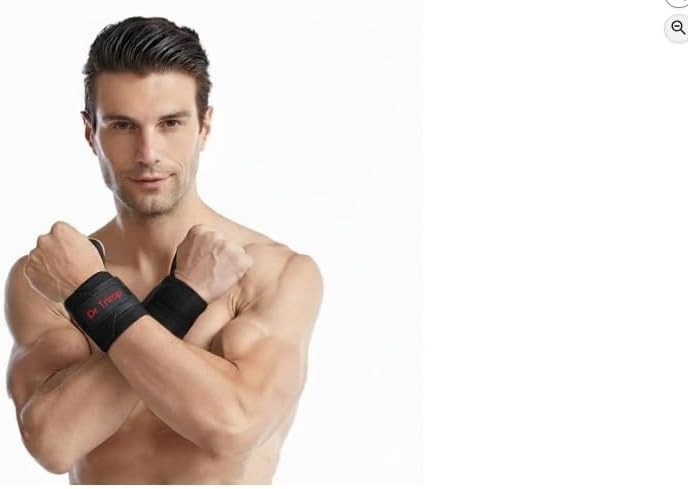 Wrist Support for Gym & Weightlifting | Thumb Loop Wrist Wrap with Adjustable Velcro | Heavy Compression Wrist Band for Men & Women | Gym, Fitness, Bench Press & Sports Injury Protection | 1 Pair (Red)