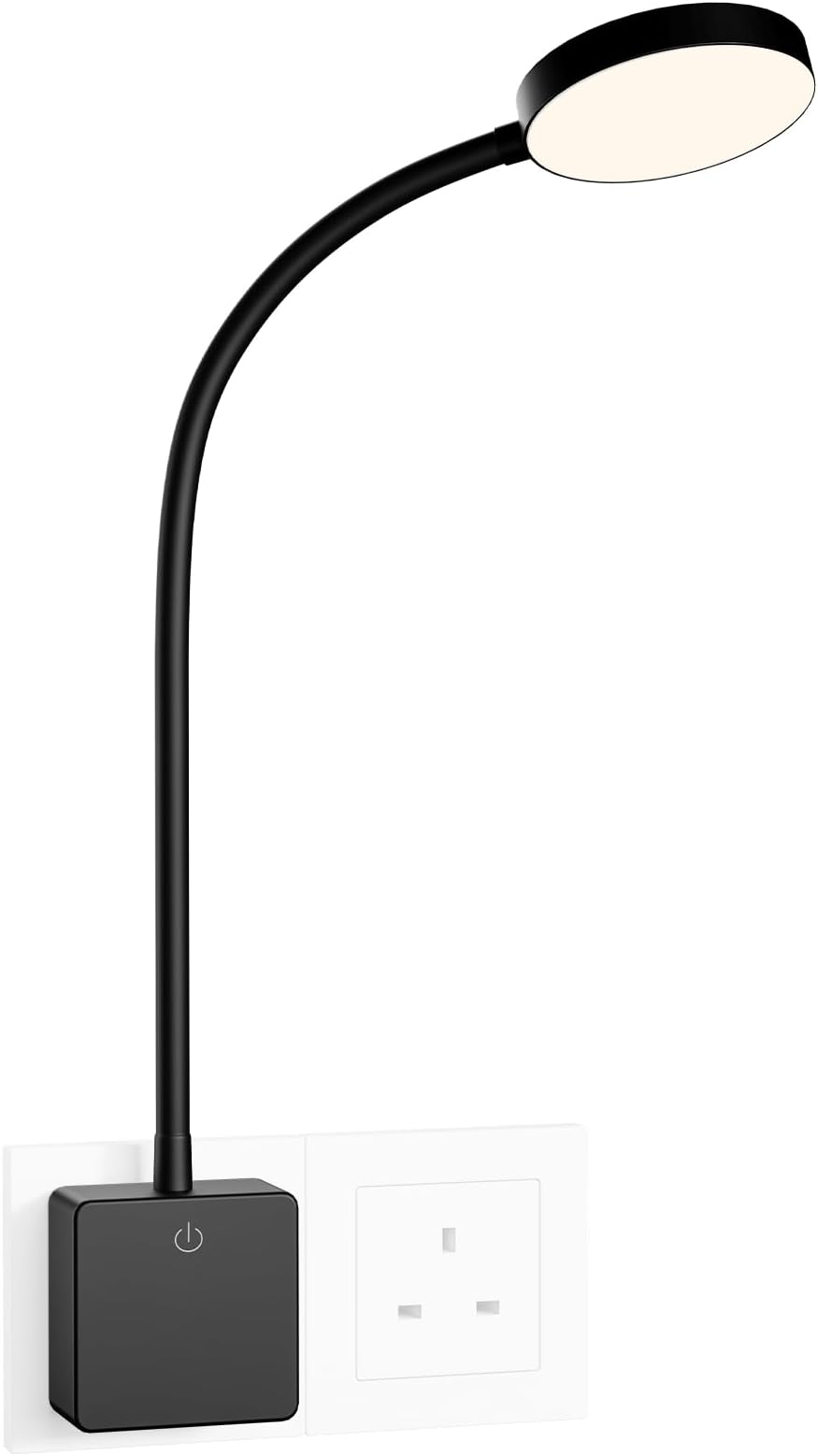 ENUOTEK Plug in LED Wall Light, 4W 350Lm Dimmable LED Swing Arm Black Wall Lamp, Plug and Play Bedside Reading Light with Touch Switch and Outlet Power Plug, Neutral White 4000K for Bedroom Lighting