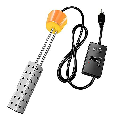 1500W Floating Immersion Heater, Portable Water Heater with Timing Device Camp Bathtub Bucket Swimming Pool Indoor Outdoor Submersible Heater (Yellow)