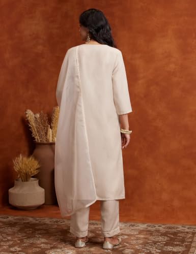 Image of Amazon Brand - Myx Women's Embroidered Kurta Pant Set with Dupatta (Available in Plus Sizes)