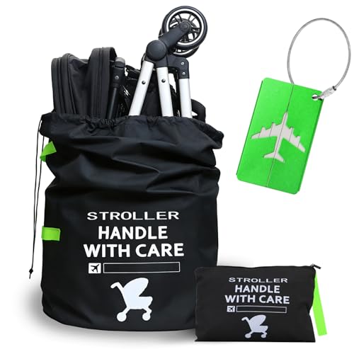 Yeria Bolsa de viaje extra grande para cochecito, 116 x 53 x 33 cm, bolsa de asiento de coche para avión, funda de cochecito resistente, funda de transporte plegable, Black, 46 x 21 x 13 inches