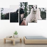 SIGNWIN 5 Panel Canvas Wall Art Animals Farmhouse/Country Fun Group Multicolor for Home Decorations Ready to Hang - 60