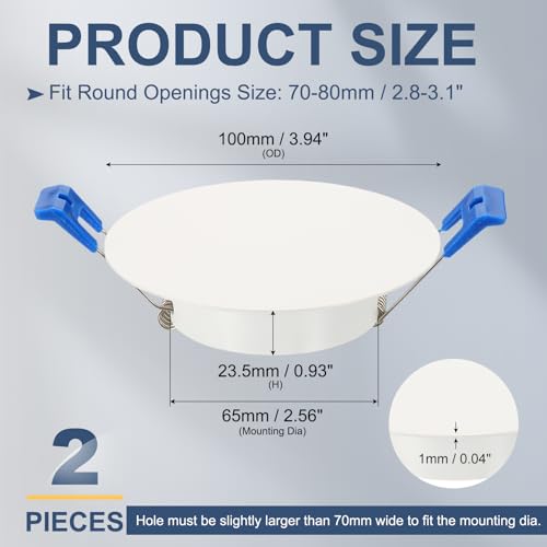 Placas redondas de 100 mm para techo y pared de acero blanco con resorte de bloqueo 2