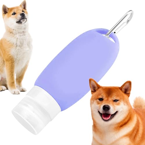 Botella de viaje de silicona, a prueba de fugas, tubo exprimible, contenedor portátil recargable para comida de perros, clip de mosquetón seguro para un fácil transporte en paseos, viajes y aventuras