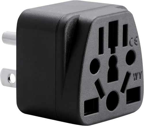 Unidapt US Travel Plug Adapter EU AU UK NZ CN to USA (Type B) Grounded 3 Prong USA Wall Plug EU to US Travel Adaptor Pin Converter Power Outlet Charger (1-Pack)