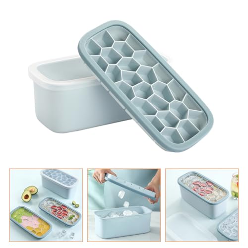 Molde de silicona para hielo con tapa azul miniatura 5