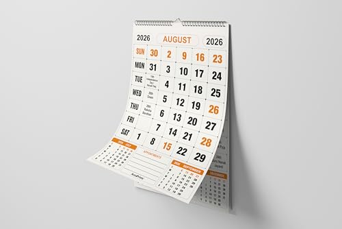 Image of AccuPrints 12 Pages 2026, 14 by 20 inch Offices Wall Calendar Large Dates with Space for Marks /Notes-Yellow color