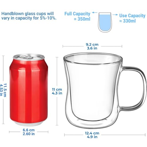ecooe 6x350ml Doppelwandige Latte Macchiato Gläser Cappuccino Kaffeegläser – Ansicht 3