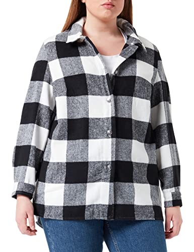 ONLY CARMAKOMA Damen Carmarsala Check Shacket Otw Jacket, Bright White/Checks:black, L EU Cover