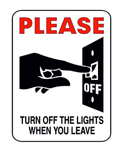Ecool Please turn off the lights when you leave safety sign retro shabby chic vintage style picture metal wall plaque sign (150mm x 100mm)