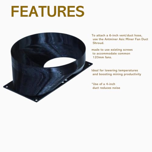 Image of Vaali 240mm to 8 Inch Heat and Noise Management Fan Shroud for ASIC Miner Fan Duct Hose Adapter Compatible with Antminer S19 T19 S17 T17