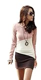 Sehr angenehm zu tragen Mississhop Isol Japan Style Damen Dreifarbige Tunika Shirt Kleid Longshirt Bluse Beigerosa -Ecru-Braun XL