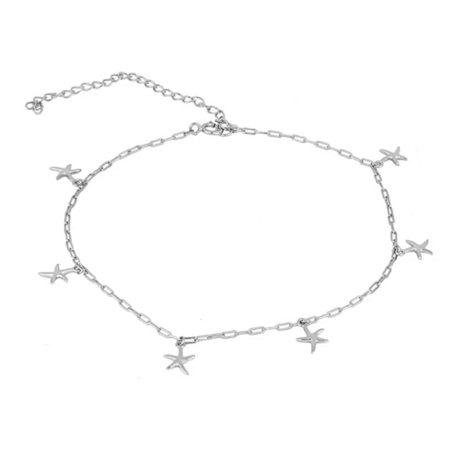 Cavigliere, cavigliera in Argento Sterling 925 per Donna Cavigliera con Catena a Forma di Piccola Stella Marina Bracciale alla Caviglia Regalo di gioielleria Femminile