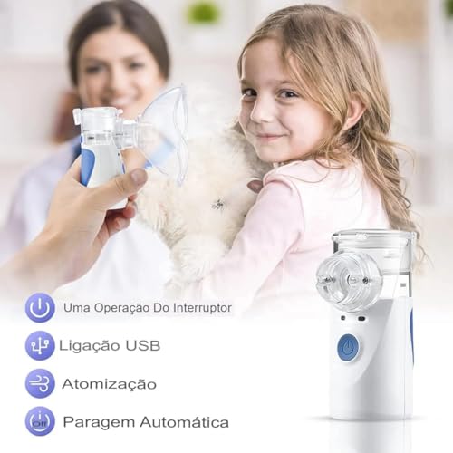 Nebulizador Inalador Ultrassonico Sem Fio Recarregavel USB Compacto Portatil Silencioso Criança Adul