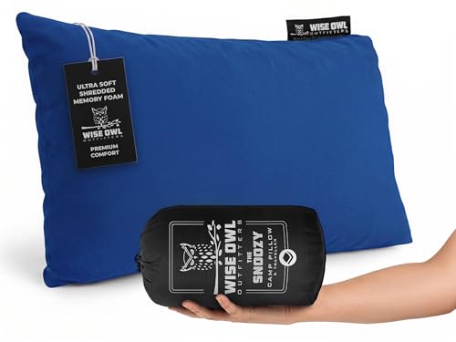 Wise Owl Outfitters Camping Pillow – Memory Foam Travel Pillow for Airplane Sleeping, Hiking, Backpacking & Outdoor Use - Small & Portable for Adults, Car, Camp & Tent