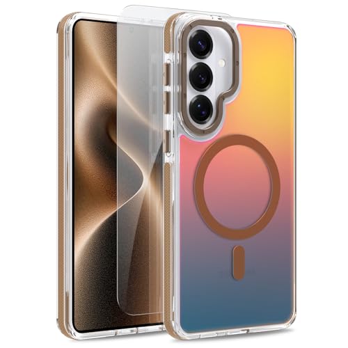 Image of Magnetic Case for Samsung Galaxy S26 Plus [Compatible with Magsafe] [Cute Fashion Fluorescent Design] [1 Screen Protector] Slim Translucent Matte Case for Galaxy S26 Plus 6.7 inch, Desert