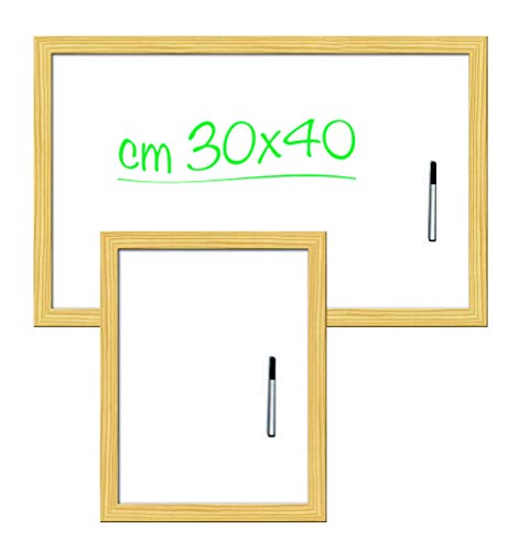 Lavagna Bianca con Cornice in Legno con Pennarello 40 x 30 cm