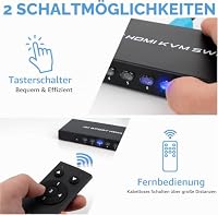TCNEWCL 4K HDMI KVM Switch 8 Port, KVM Umschalter 8 in 1 out für 8 Computer Aktie Tastatur, Maus, Drucker und 1 HD-Monitor, mit Fernbedienung und 8 USB+HDMI 2-in-1-Kabel – Ansicht 4