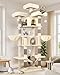 Globlazer Kratzbaum Beige Große XXL hoch 204 cm mit 3 Gepolsterte Sitzstangen, 2 Katzenhaus, 2 Korb, Hängematte, Luxus Katzenbaum Stabil für 3-5 Erwachsene Katze Ausruhen Spielen Kratzen (F80, Beige)