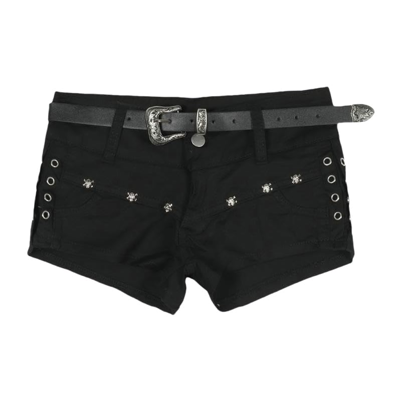 Short noir taille basse femme été polyvalent et moulant pour sublimer les hanches