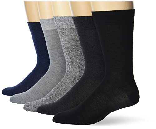 Perry Ellis Men's Portfolio Long Crew Socks With Reinforced Heel and Toe, Premium Stretch Fabric, 5-pack