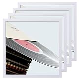 eletecpro 12.5x12.5 White Record Frames, Sturdy and Lightweight, PVC Album Frame Made to Display Vinyl Records, Classic Home Decor for Wall Easy to Hang Suit to 12x12 LP Covers, 4 Pack