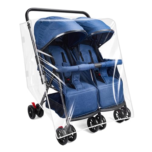 Double Stroller Rain Cover, Waterproof Weather Shield for Side by Side Baby Twins Stroller Cover, for Rain/Wind/Snow/Cold/Dust, Baby Outdoor Accessories