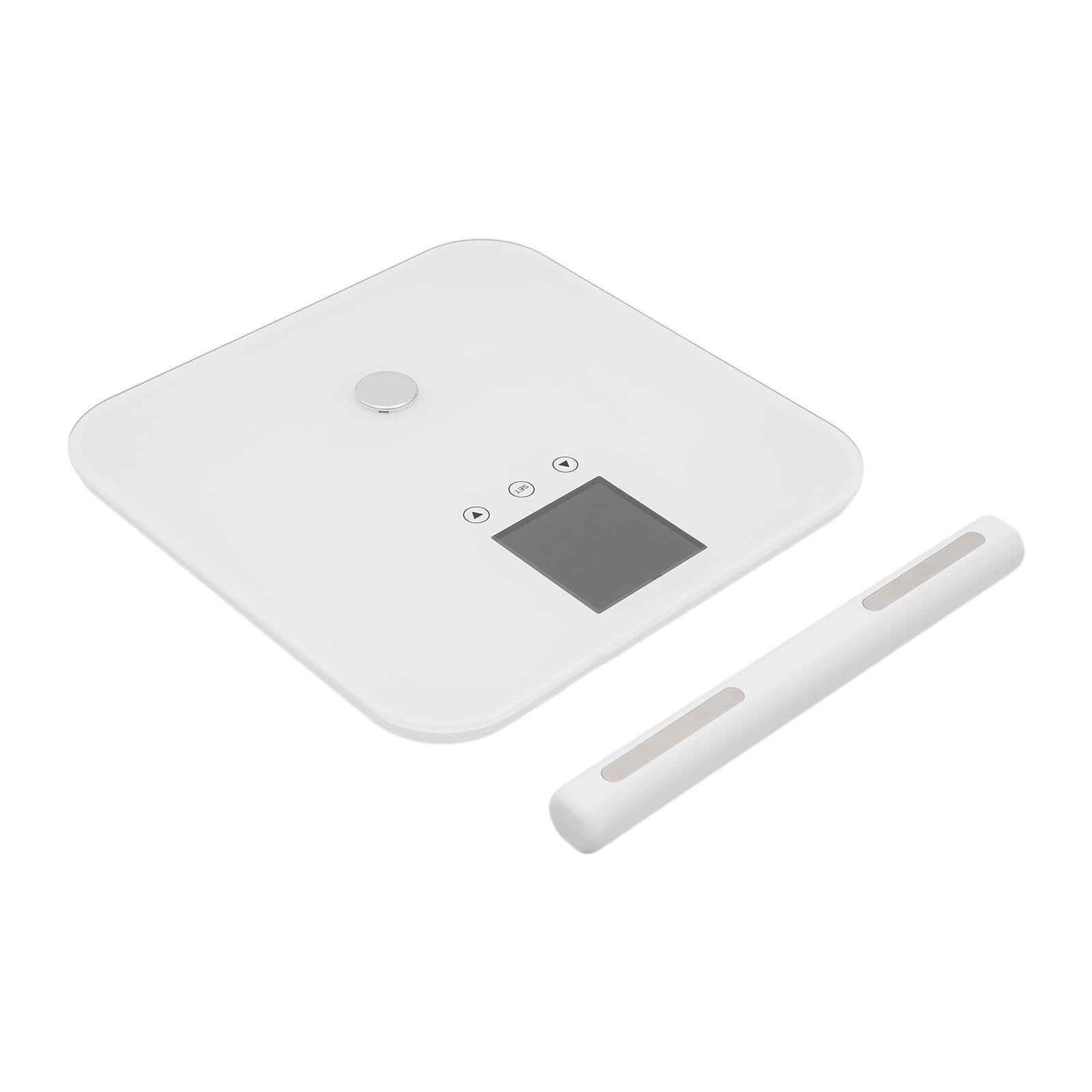 Bilancia intelligente per grasso corporeo, 8 elettrodi, multifunzione, LCD, 5-180 kg, 30 x 30 cm, per peso corporeo, grasso corporeo, bianco