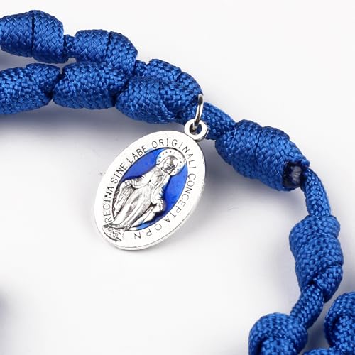 HanlinCC Handmade Knotted Paracord Rosary Necklace with St.Benedict Miraculous Medal for Men and Women3