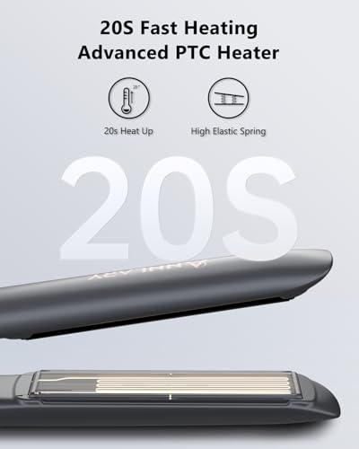 Image of Annlary Hair Straightener 1 Inch Flat Iron and Curler 2 in 1 Titanium Ceramic Ionic Dual Voltage Straightener with Heat-Resistant Silicone, for Less Frizz, Shinier & Smoother