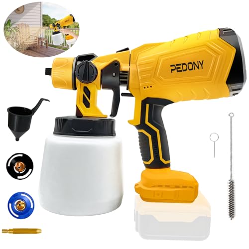 Cordless Paint Sprayer for DeWALT Battery HVLP Spray Paint Gun with Brushless Motor, 2 Nozzles & 3 Patterns Electric Paint Sprayer for Painting Home Interior and Exterior (Battery not Included)