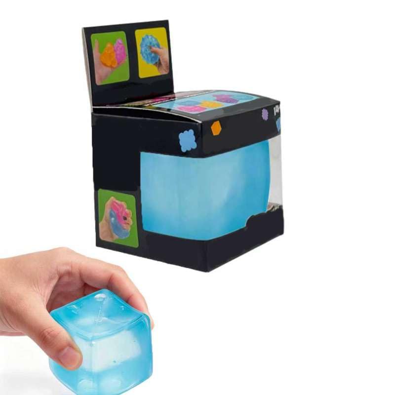 Ice Cube Squishy Stress Balls, Premium Big Block Fidget Cube, Soft Maltose Slow Rising Sensory Toy, Durable Squeeze Anxiety Relief Desk Toys Gift for Birthday (Blue)