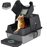 Citylife Katzenklo Edelstahl mit Deckel, XXL Katzentoilette Geschlossen mit Schaufel, Zwei-Tür-Konfiguration, Leicht zu Reinigen, Geruchshemmend, Dunkelgrau