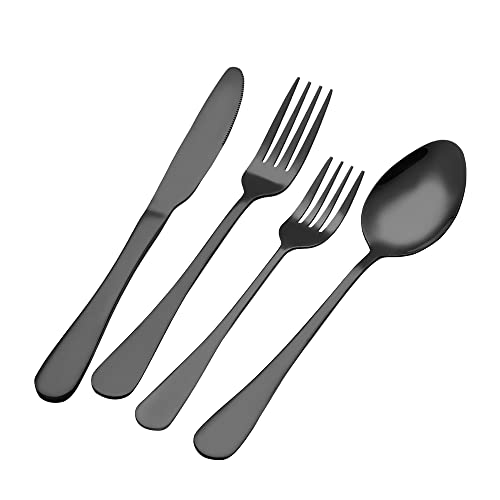 16 Piece Cutlery Set Black Cutlery Set Suitable for 4 People Stainless