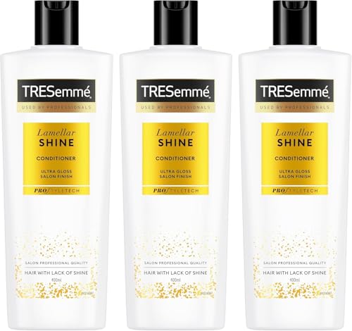 TRESemmé Lamellar Shine Conditioner, Mehr Glanz, Für Alle Haartypen, Seidiges und Glänzendes Haar, Verstärkte Haarfasern, Mit Lamellar-Technologie, 3x 400 ml
