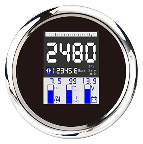 Tachomètre multifonctionnel 4-en-1 avec jauge de pression d'huile et voltmètre camion 85mm