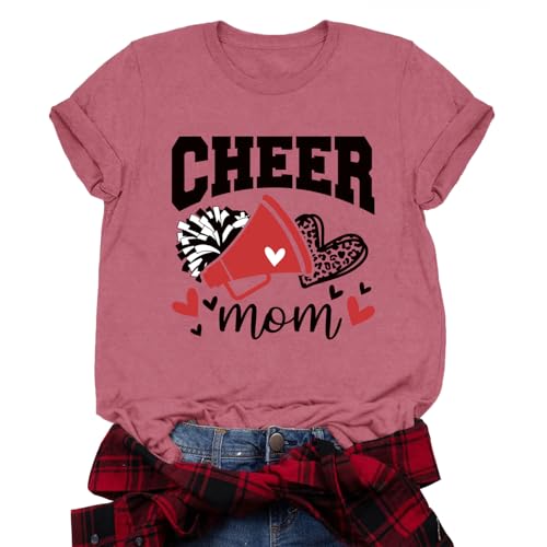 Valiri Mama Shirt Cheer Mom Shirt Women Game Day T-Shirts Pink