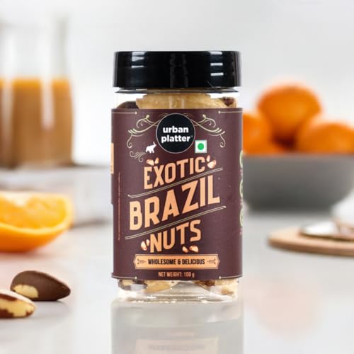 Urban Platter Exotic Raw Brazil Nuts | 3.53 Oz (100g) | Natural, Organic, Fresh, Shelled & Unsalted | Crunchy, Delicious & Healthy Party Snack | Ideal for Gift Giving, Dessert or Baking