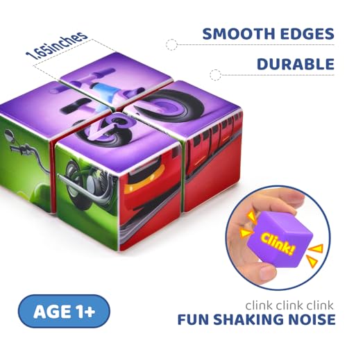 Image of Pairez Toys Magnetic Building Blocks Tiles, Large Magnetic 1.65 inch Cubic Puzzle Toys in Vehicles Theme, STEM Montessori Sensory Toys for Toddlers 1-3, Gifts for Girls & Boys