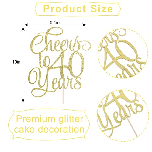 Cheers To 40 Years Cake Topper - 40Th Birthday Cake Topper，40 Cake Topper，Happy 40Th Birthday Cake Topper，40Th Birthday Cake Topper For Women/Men，40Th Anniversary Cake Topper Party Decorations #TOP1