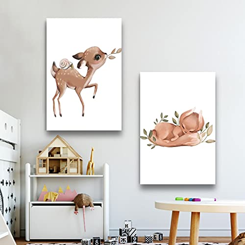 Leuke Baby Dier Foto's Prints voor Kwekerij Muur Decor Meisjes Slaapkamer Speelkamer Decoraties Eekhoorn Bunny Ingelijst - Afbeelding 6